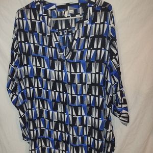 18/20 Cato's plus size women's blue and black 3/4 sleeve rayon tunic